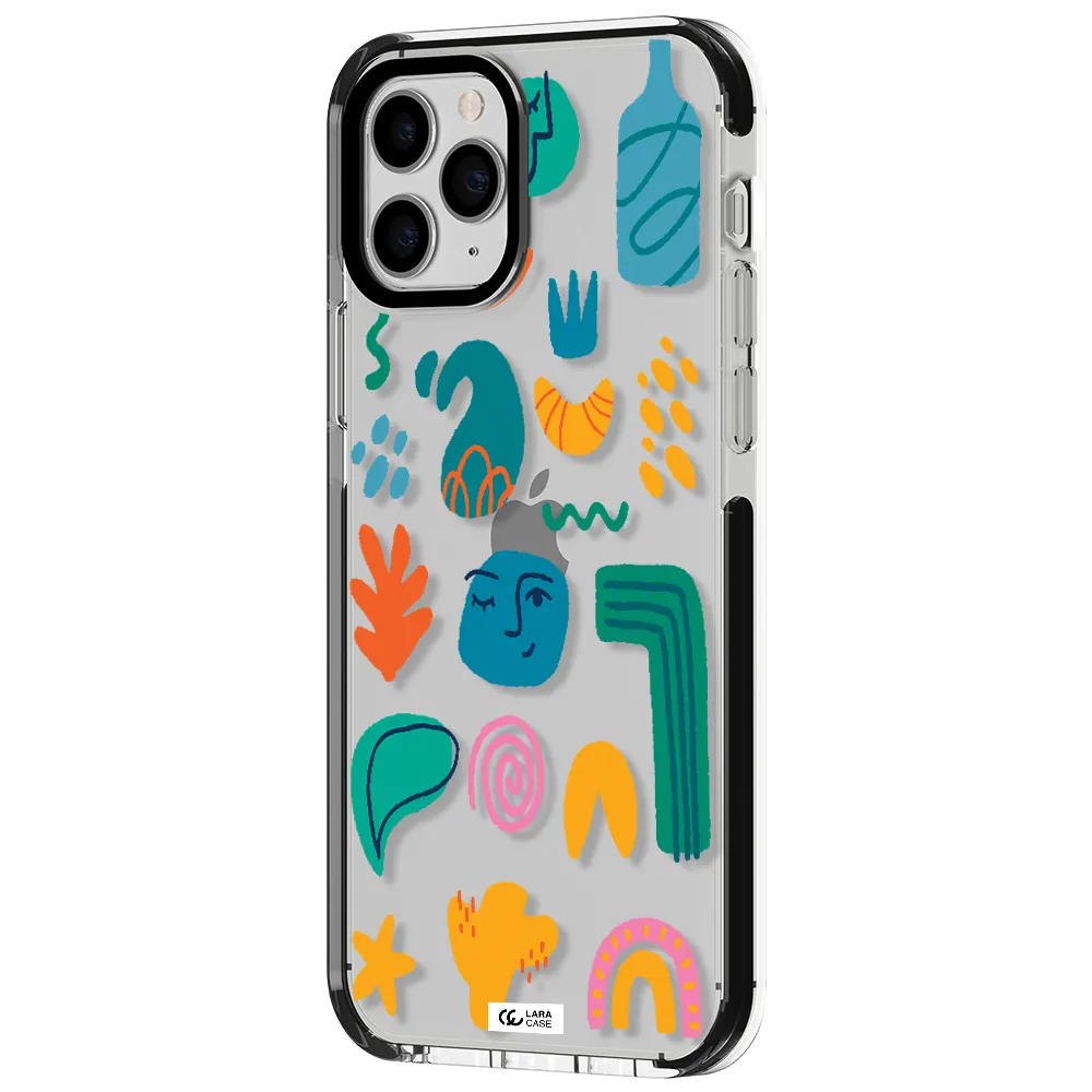 a collection of colorful shapes Apple iPhone 11 pro impact black border Case