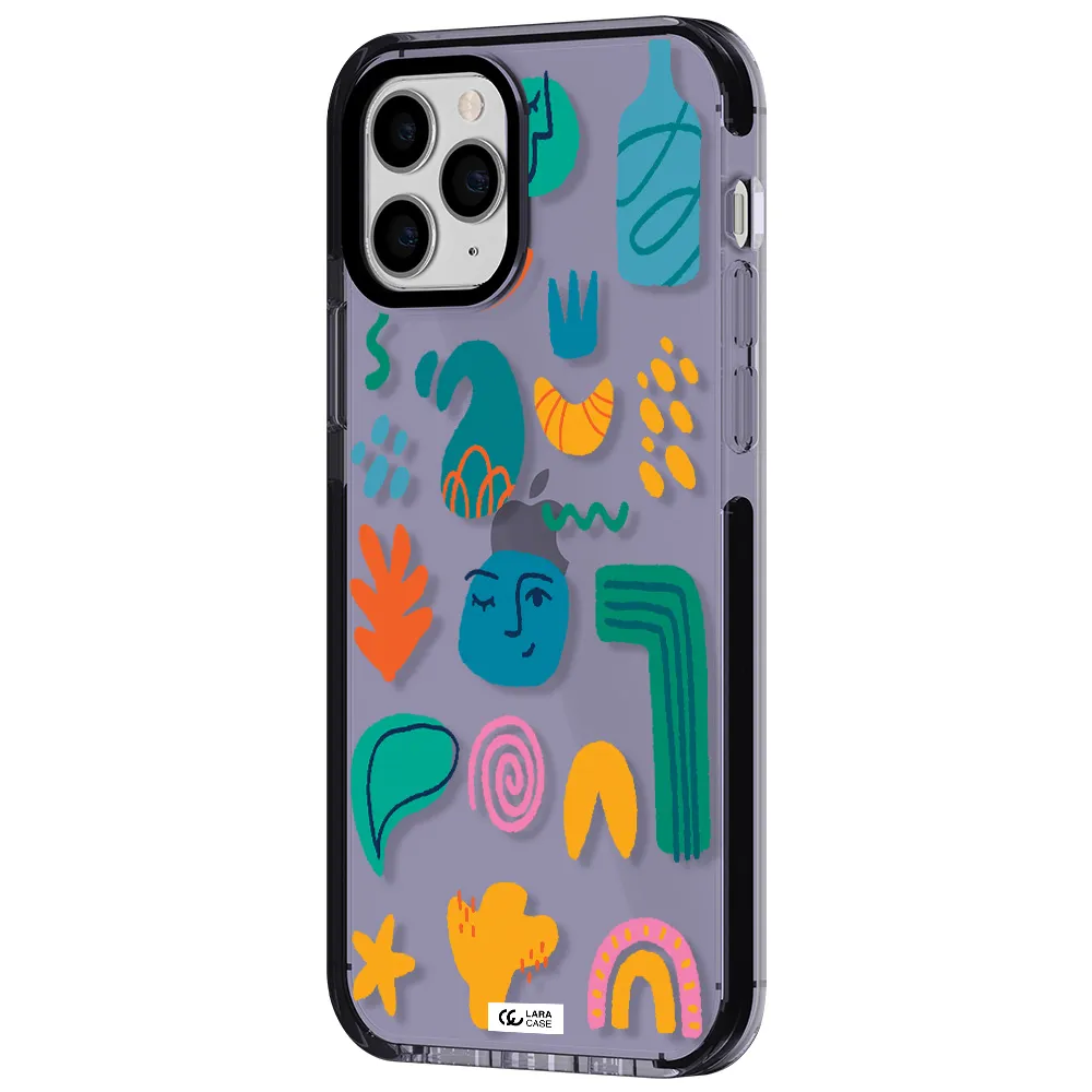 a collection of colorful shapes Apple iPhone 11 pro impact Lilac Case