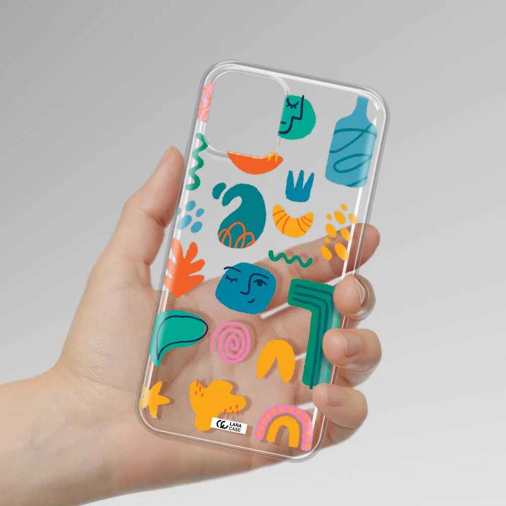 a collection of colorful shapes Apple iPhone 11 pro max Clear TPU Case