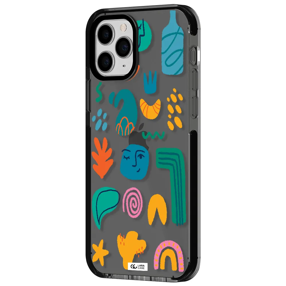 a collection of colorful shapes Apple iPhone 11 pro max impact Smoke Black Case
