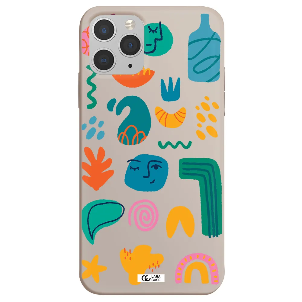 a collection of colorful shapes Apple iPhone 11 pro max Silicone Stone Case