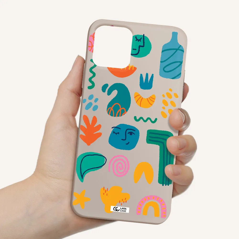 a collection of colorful shapes Apple iPhone 11 pro max Silicone Stone Case