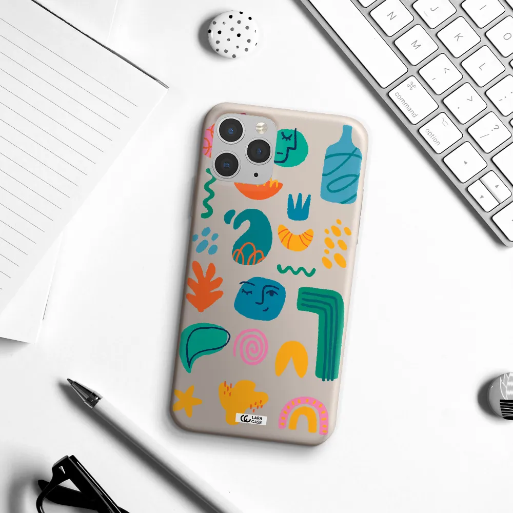 a collection of colorful shapes Apple iPhone 11 pro max Silicone Stone Case