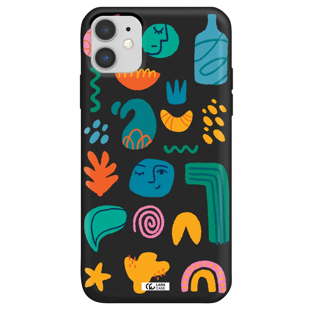 a collection of colorful shapes Apple iPhone 11 Silicone black Case