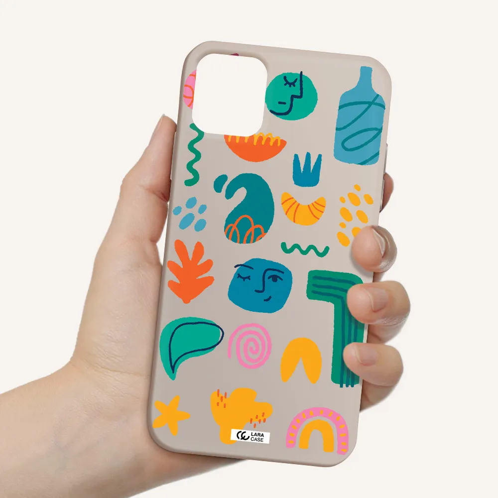 a collection of colorful shapes Apple iPhone 11 Silicone Stone Case