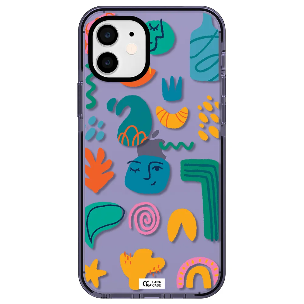 a collection of colorful shapes Apple iPhone 12 impact Lilac Case