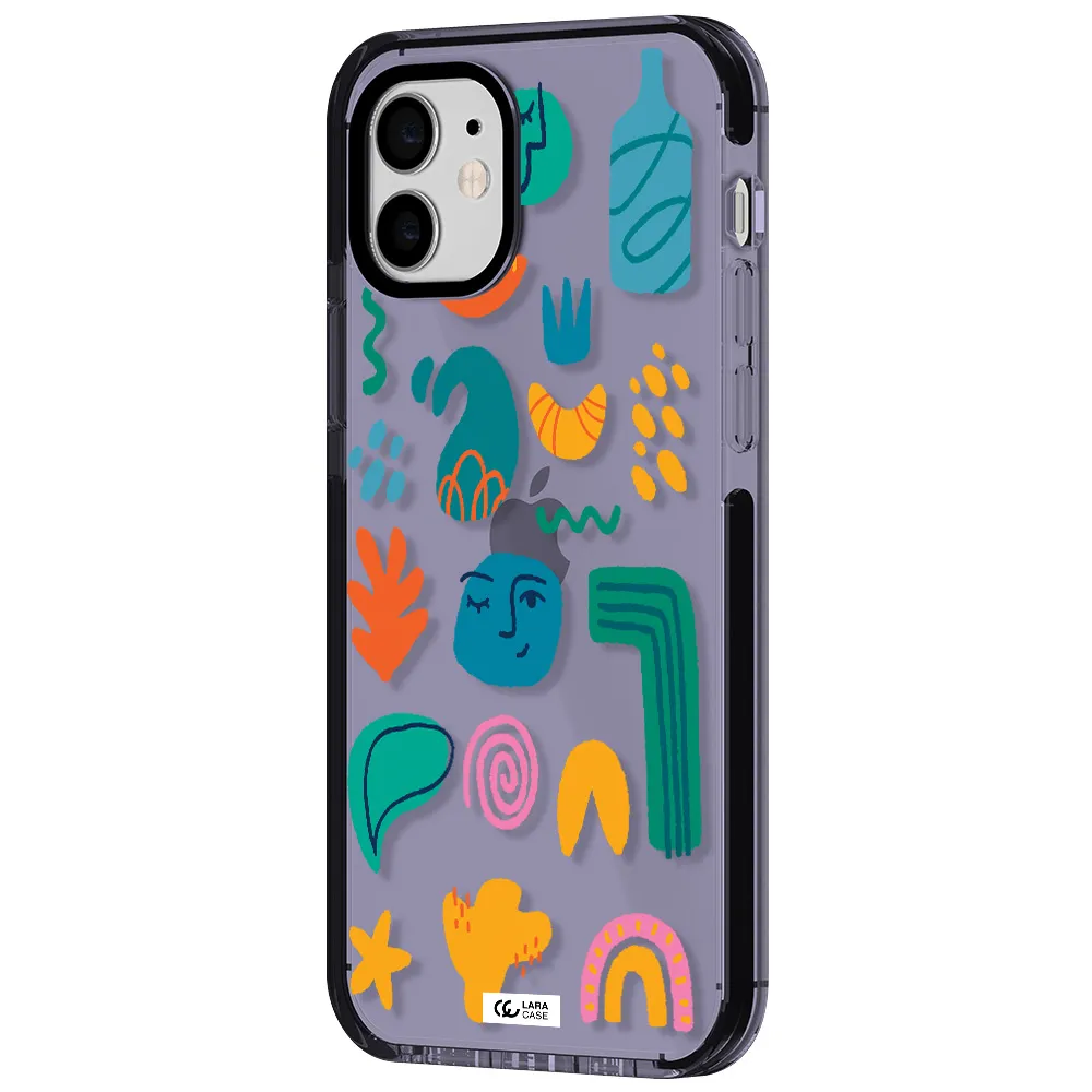 a collection of colorful shapes Apple iPhone 12 impact Lilac Case