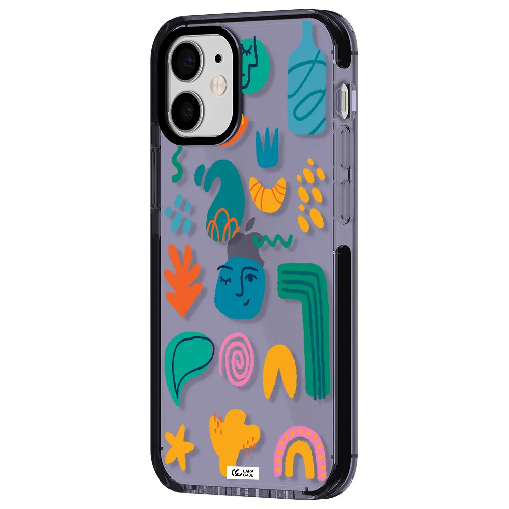 a collection of colorful shapes Apple iPhone 12 mini impact Lilac Case