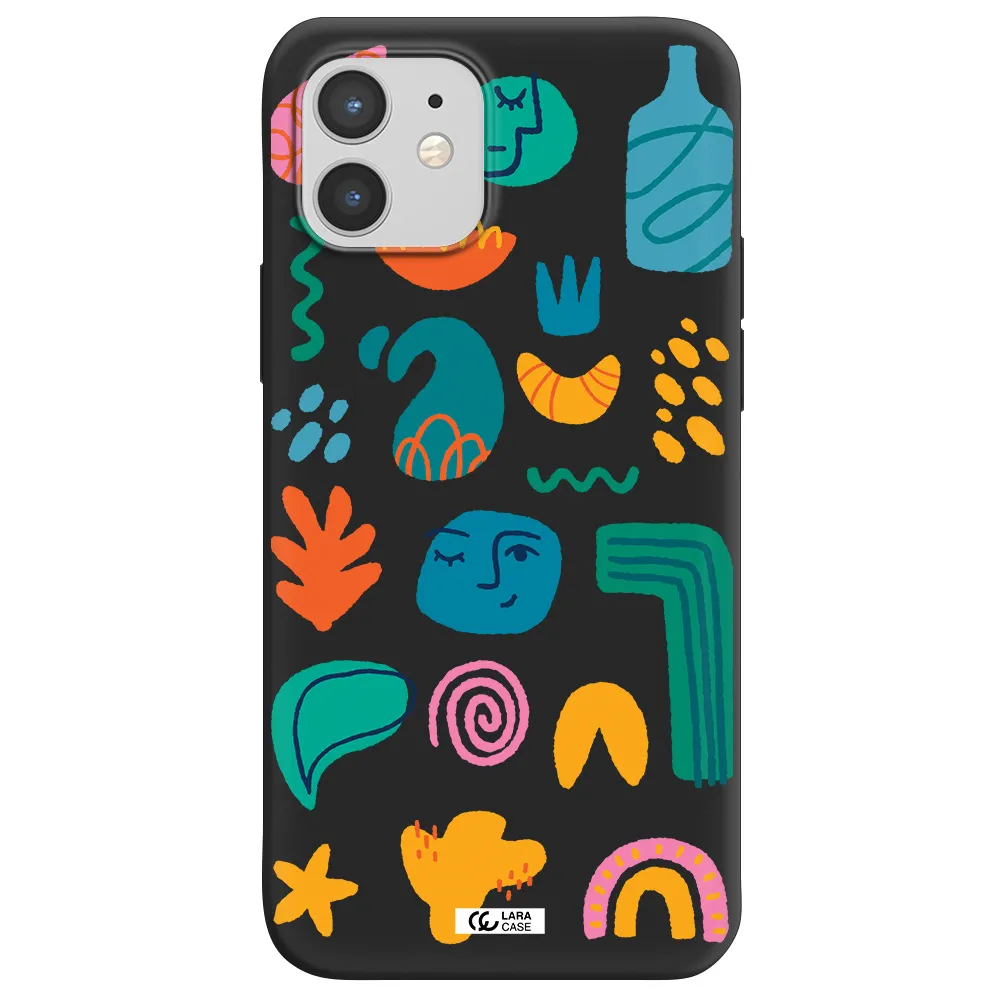 a collection of colorful shapes Apple iPhone 12 mini Silicone black Case