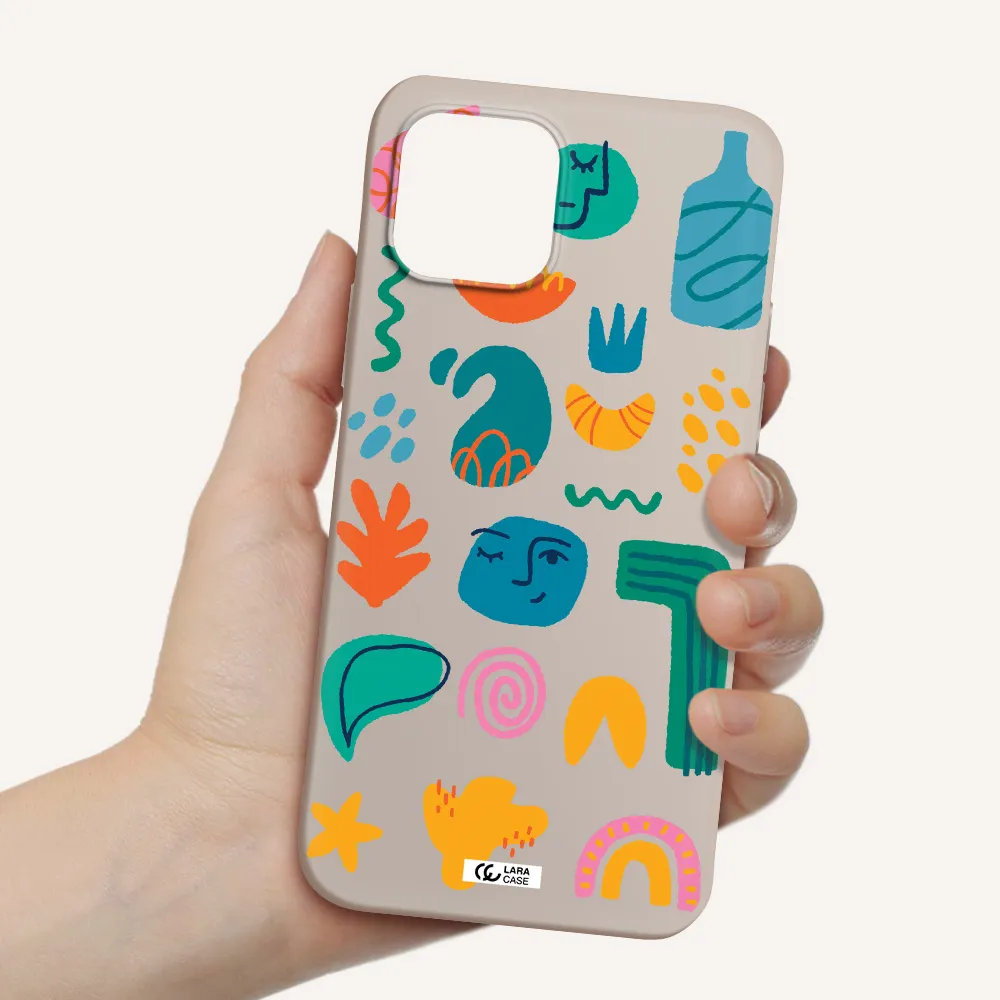 a collection of colorful shapes Apple iPhone 12 mini Silicone Stone Case
