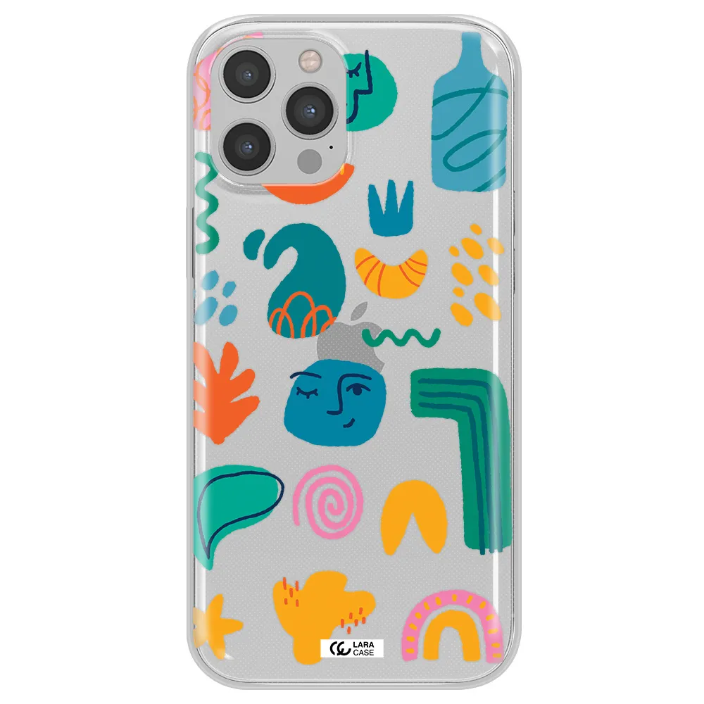 a collection of colorful shapes Apple iPhone 12 pro Clear TPU Case
