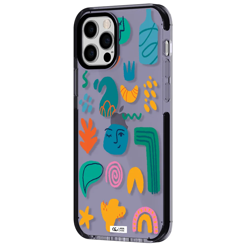 a collection of colorful shapes Apple iPhone 12 pro impact Lilac Case