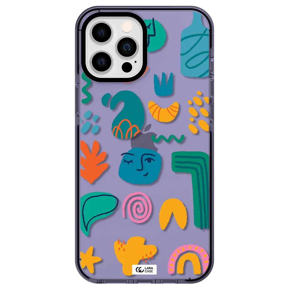 a collection of colorful shapes Apple iPhone 12 pro max impact Lilac Case