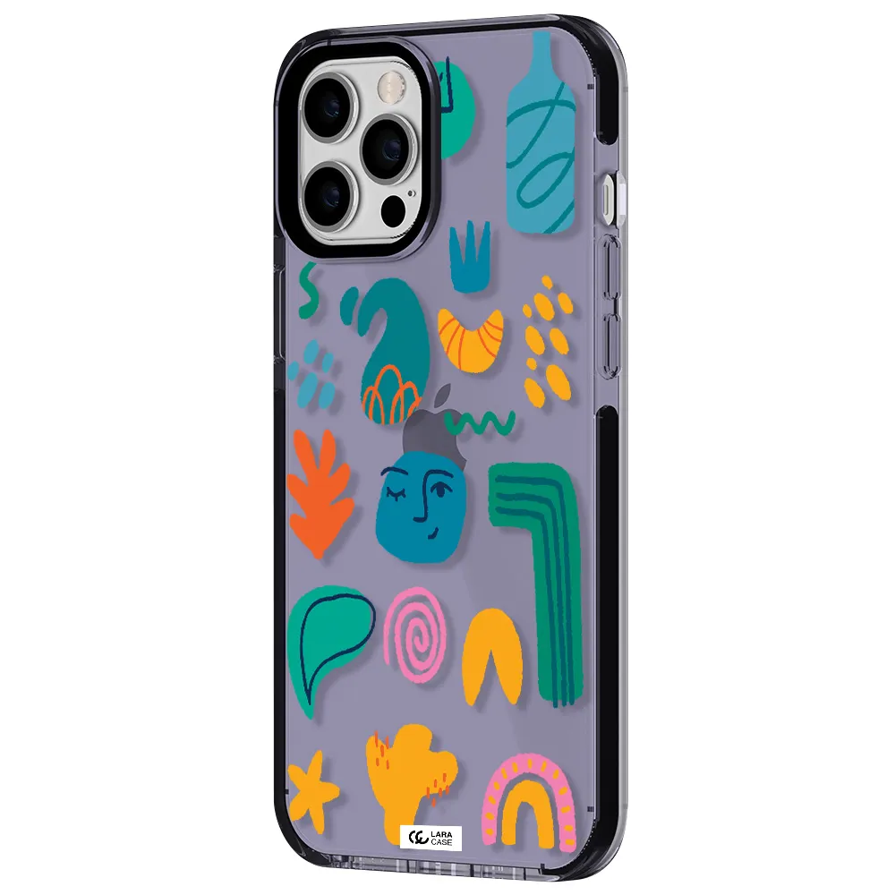 a collection of colorful shapes Apple iPhone 12 pro max impact Lilac Case