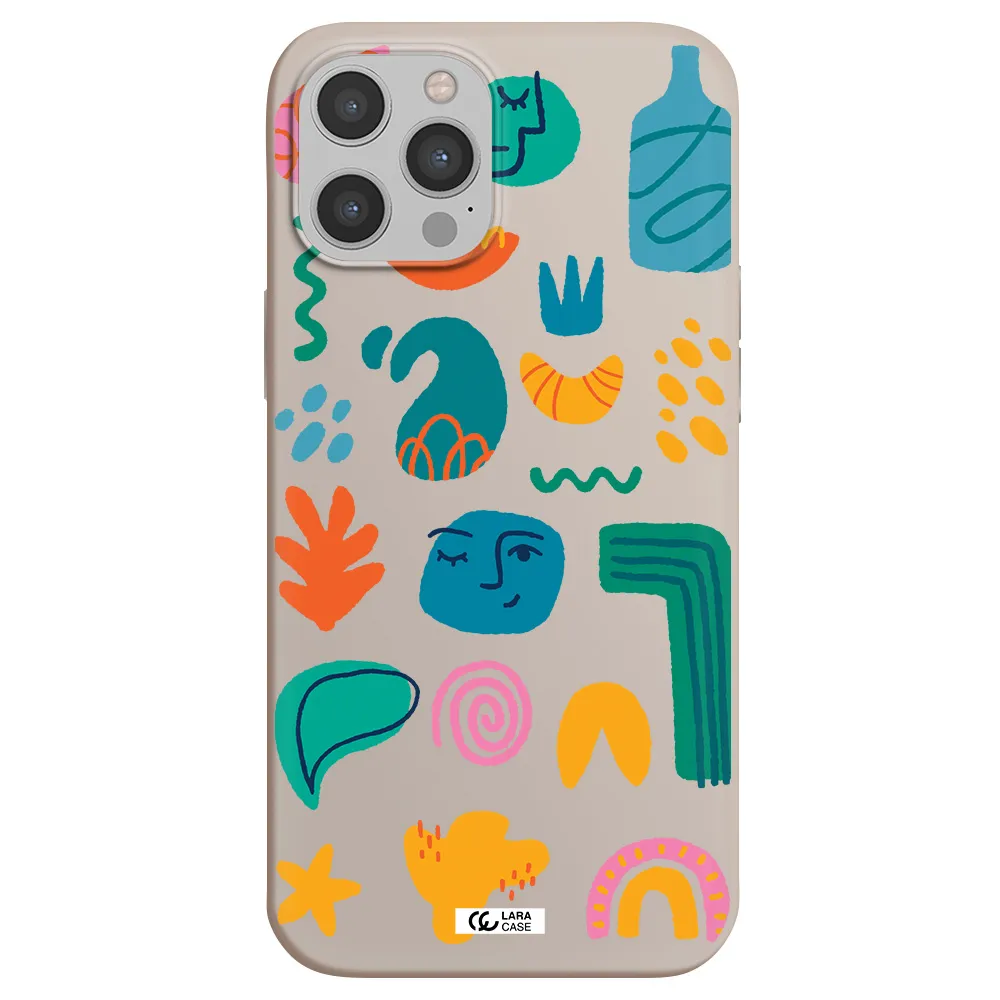 a collection of colorful shapes Apple iPhone 12 pro max Silicone Stone Case