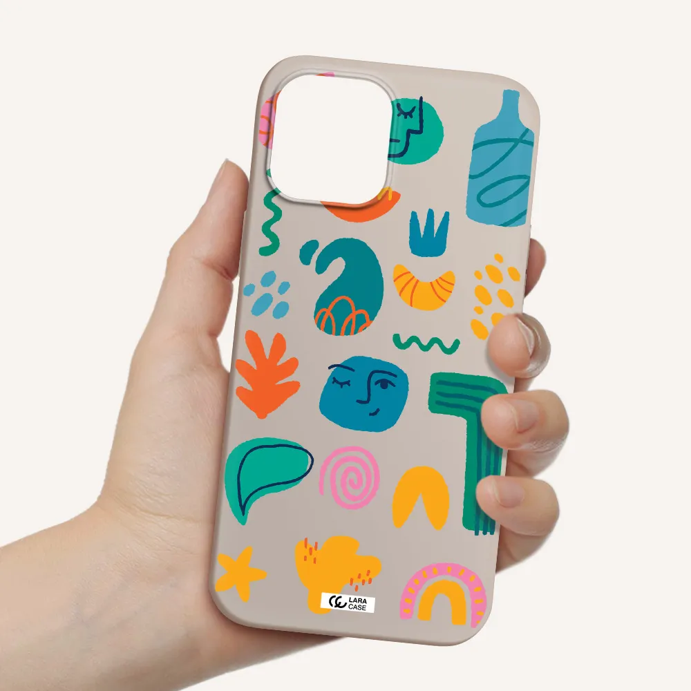 a collection of colorful shapes Apple iPhone 12 pro max Silicone Stone Case