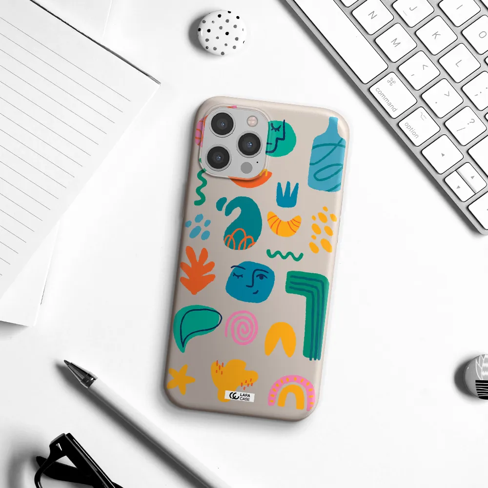 a collection of colorful shapes Apple iPhone 12 pro max Silicone Stone Case