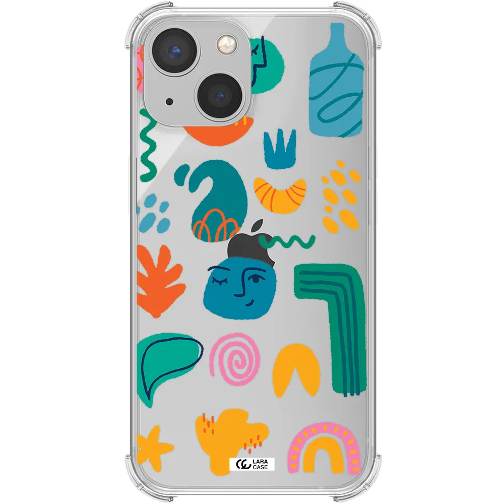 a collection of colorful shapes Apple iPhone 13 Clear PC Case