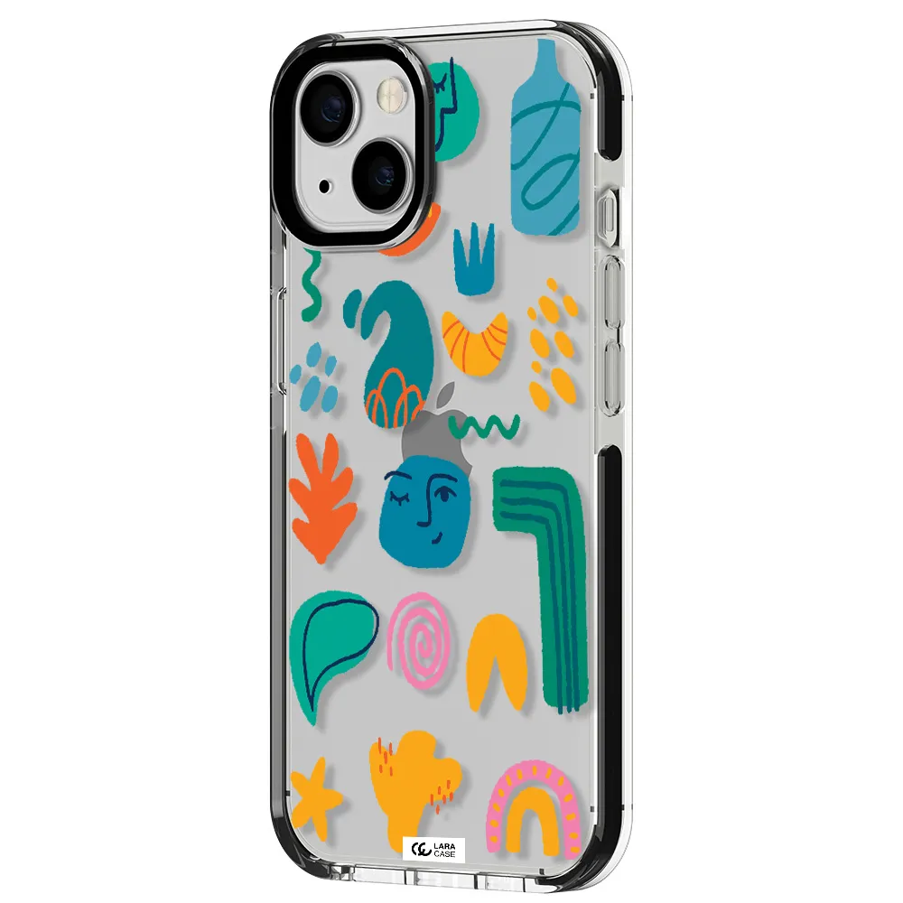 a collection of colorful shapes Apple iPhone 13 impact black border Case