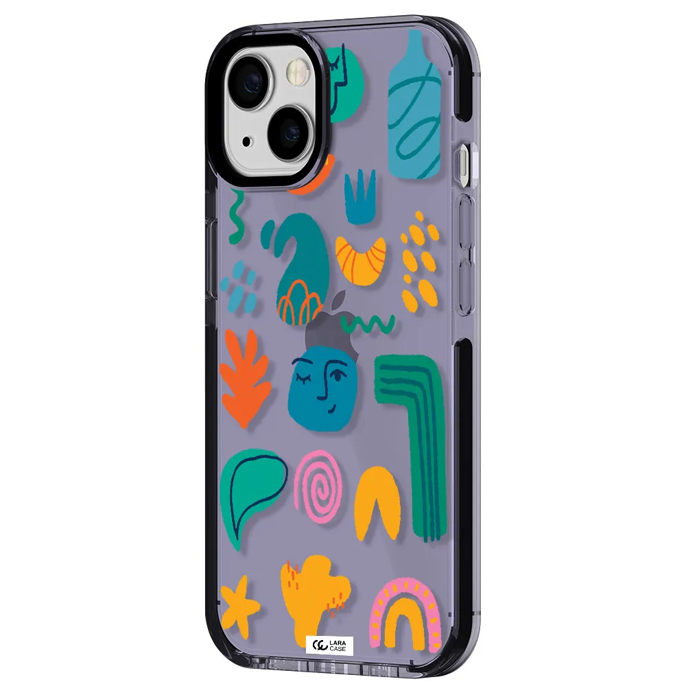 a collection of colorful shapes Apple iPhone 13 impact Lilac Case