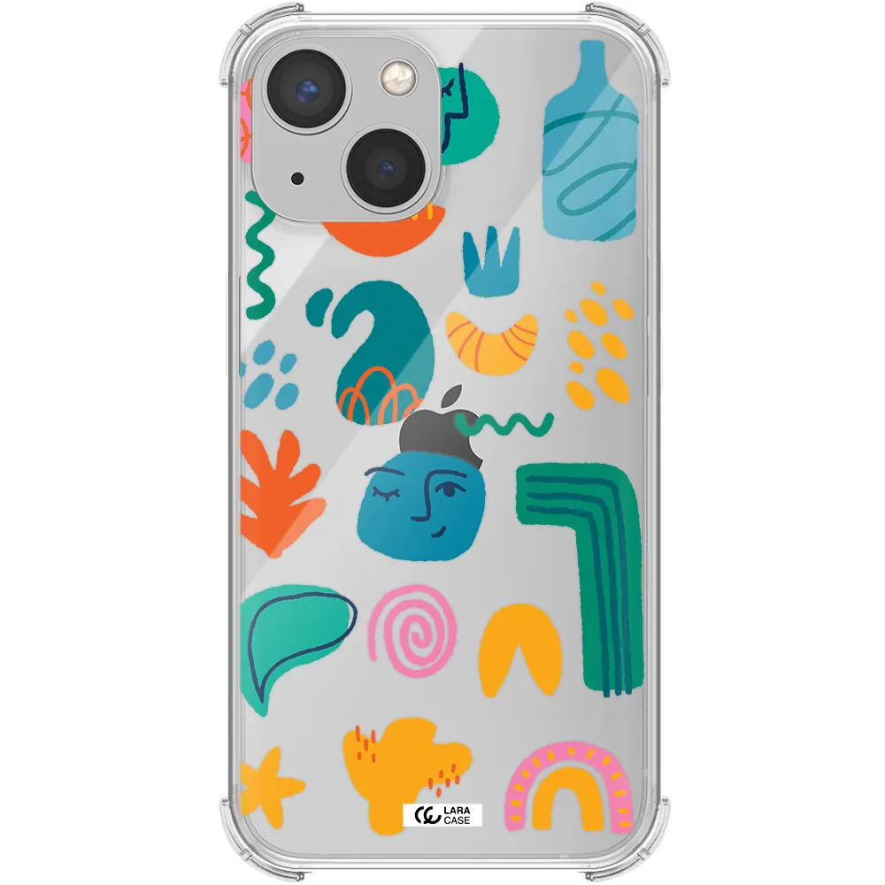 a collection of colorful shapes Apple iPhone 13 mini Clear PC Case