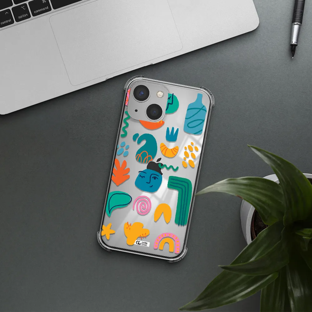 a collection of colorful shapes Apple iPhone 13 mini Clear PC Case