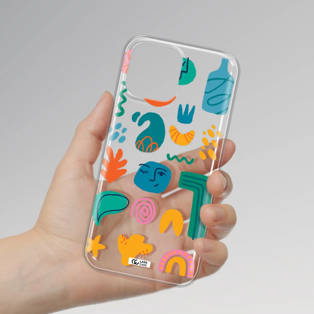 a collection of colorful shapes Apple iPhone 13 Pro Clear TPU Case