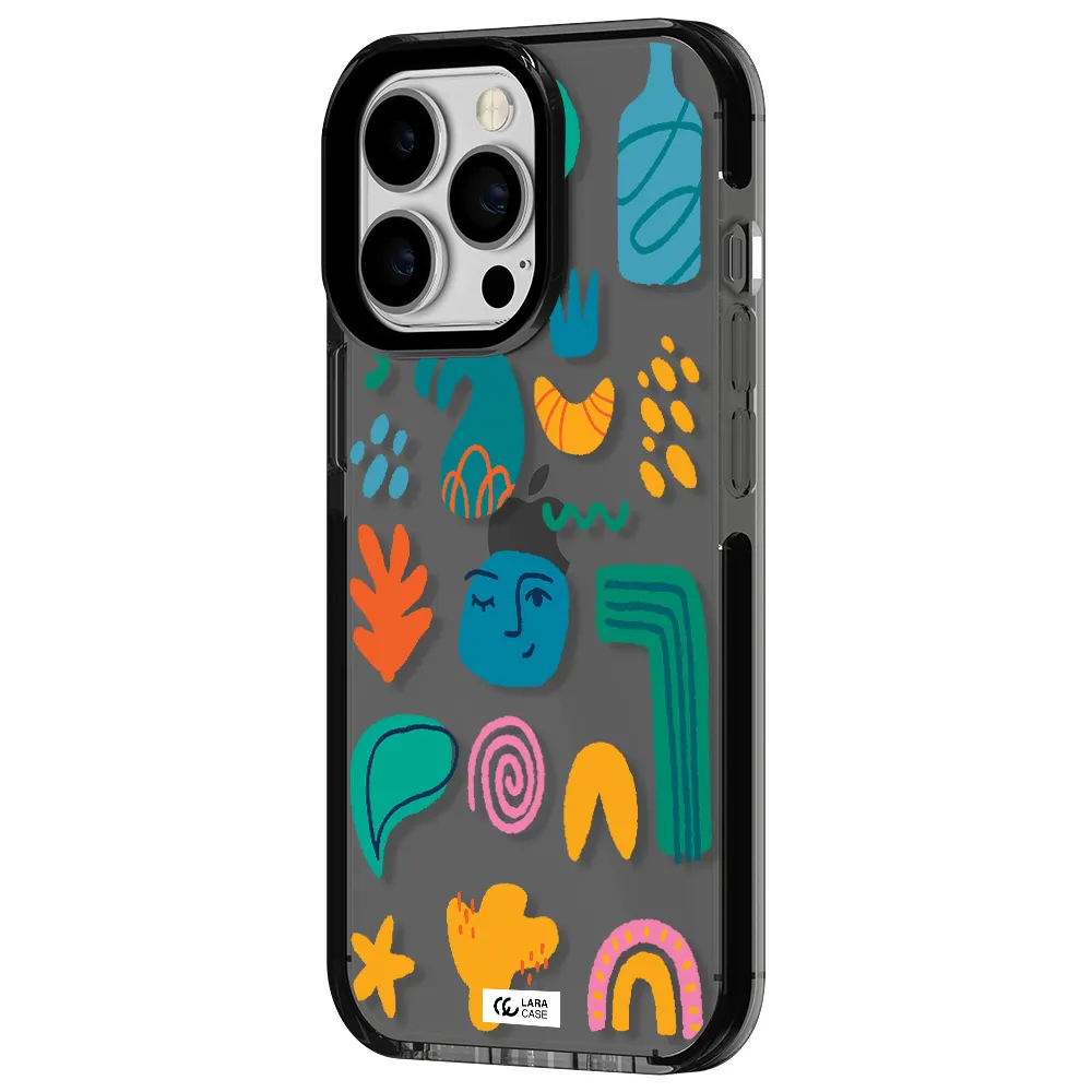 a collection of colorful shapes Apple iPhone 13 Pro impact Smoke Black Case