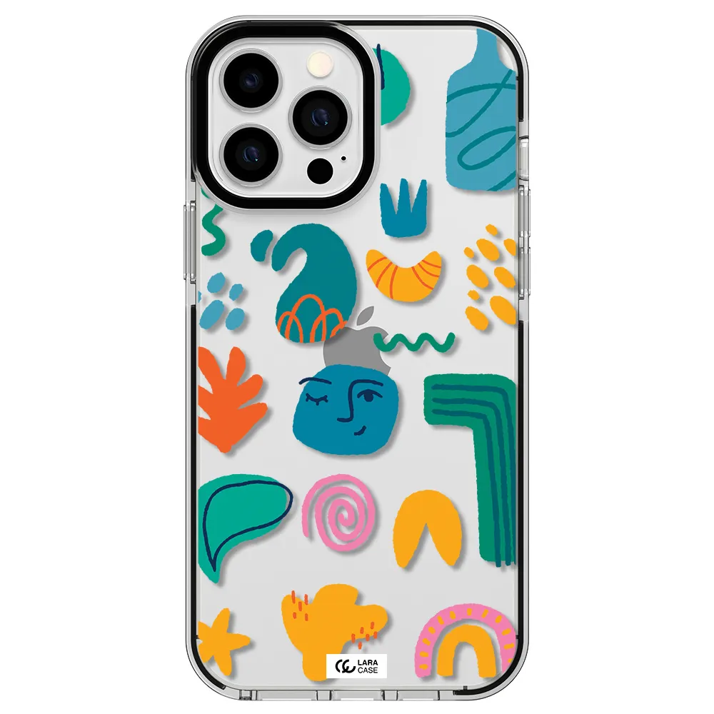 a collection of colorful shapes Apple iPhone 13 Pro Max impact black border Case