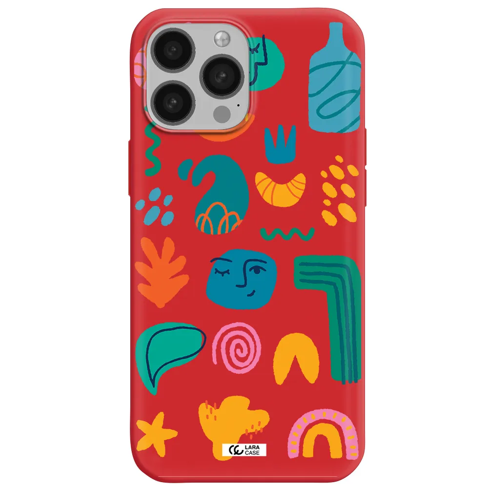 a collection of colorful shapes Apple iPhone 13 Pro Silicone Imperial Red Case