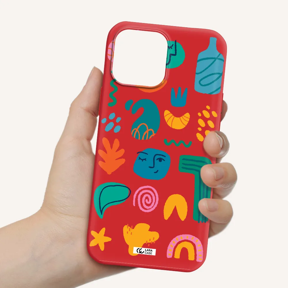 a collection of colorful shapes Apple iPhone 13 Pro Silicone Imperial Red Case