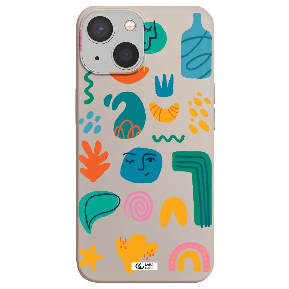 a collection of colorful shapes Apple iPhone 13 Silicone Stone Case
