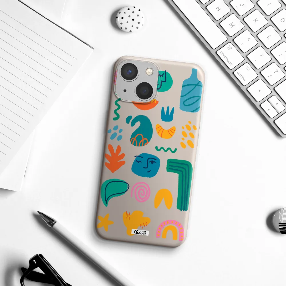 a collection of colorful shapes Apple iPhone 13 Silicone Stone Case