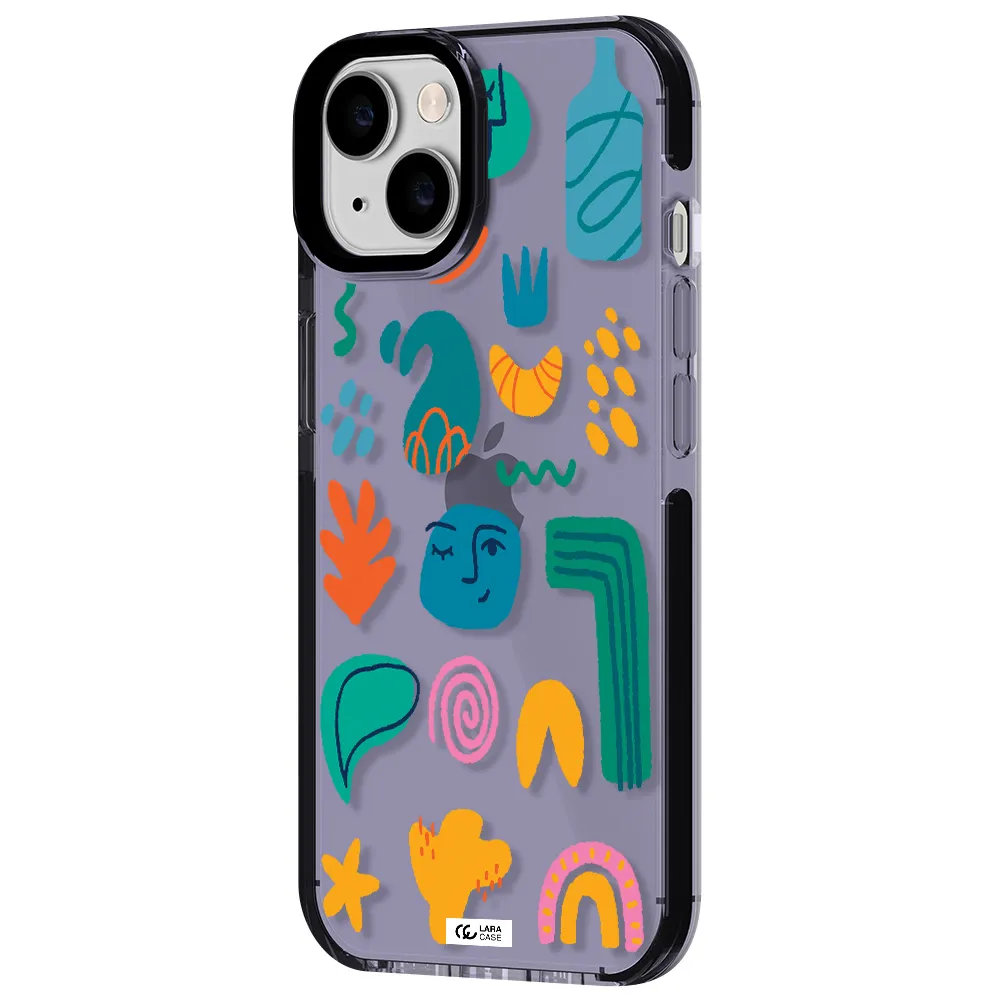 a collection of colorful shapes Apple iPhone 14 impact Lilac Case