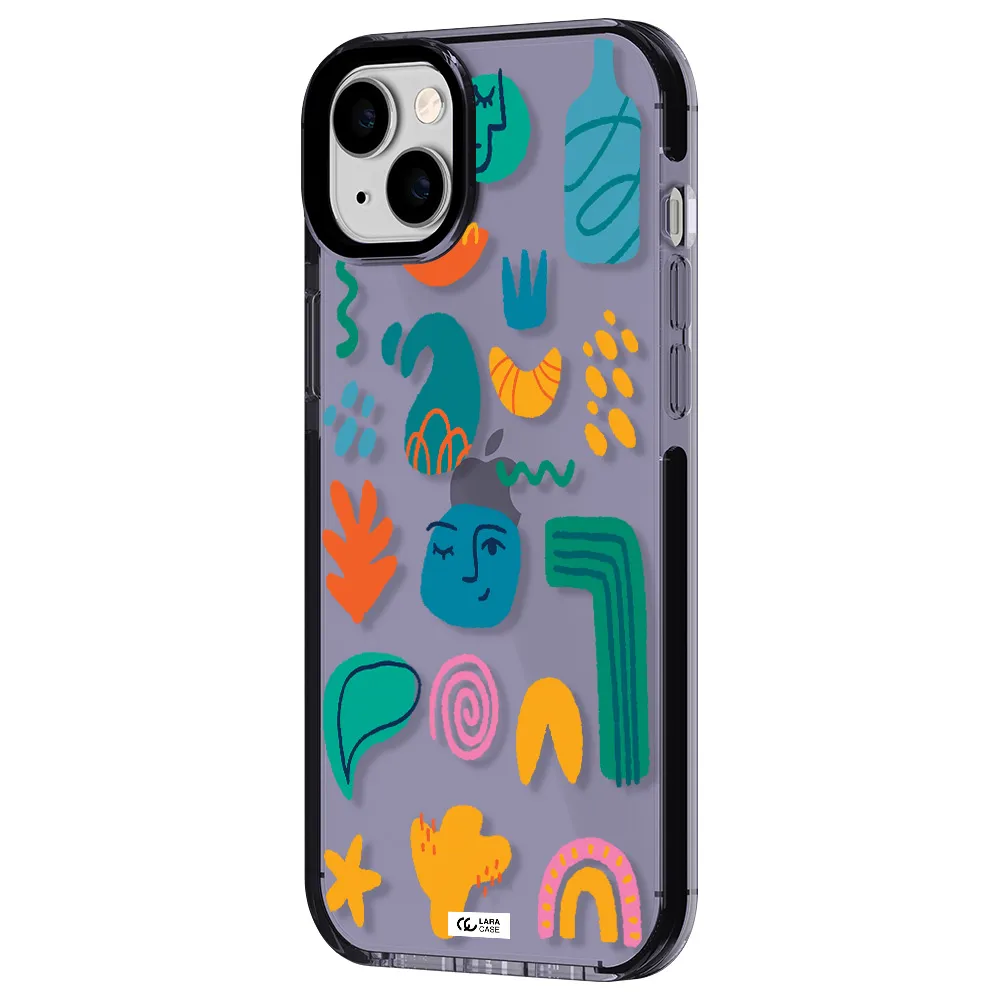 a collection of colorful shapes Apple iPhone 14 plus impact Lilac Case