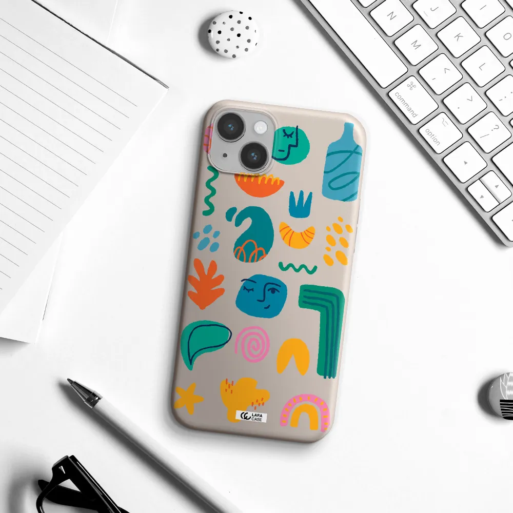 a collection of colorful shapes Apple iPhone 14 plus Silicone Stone Case