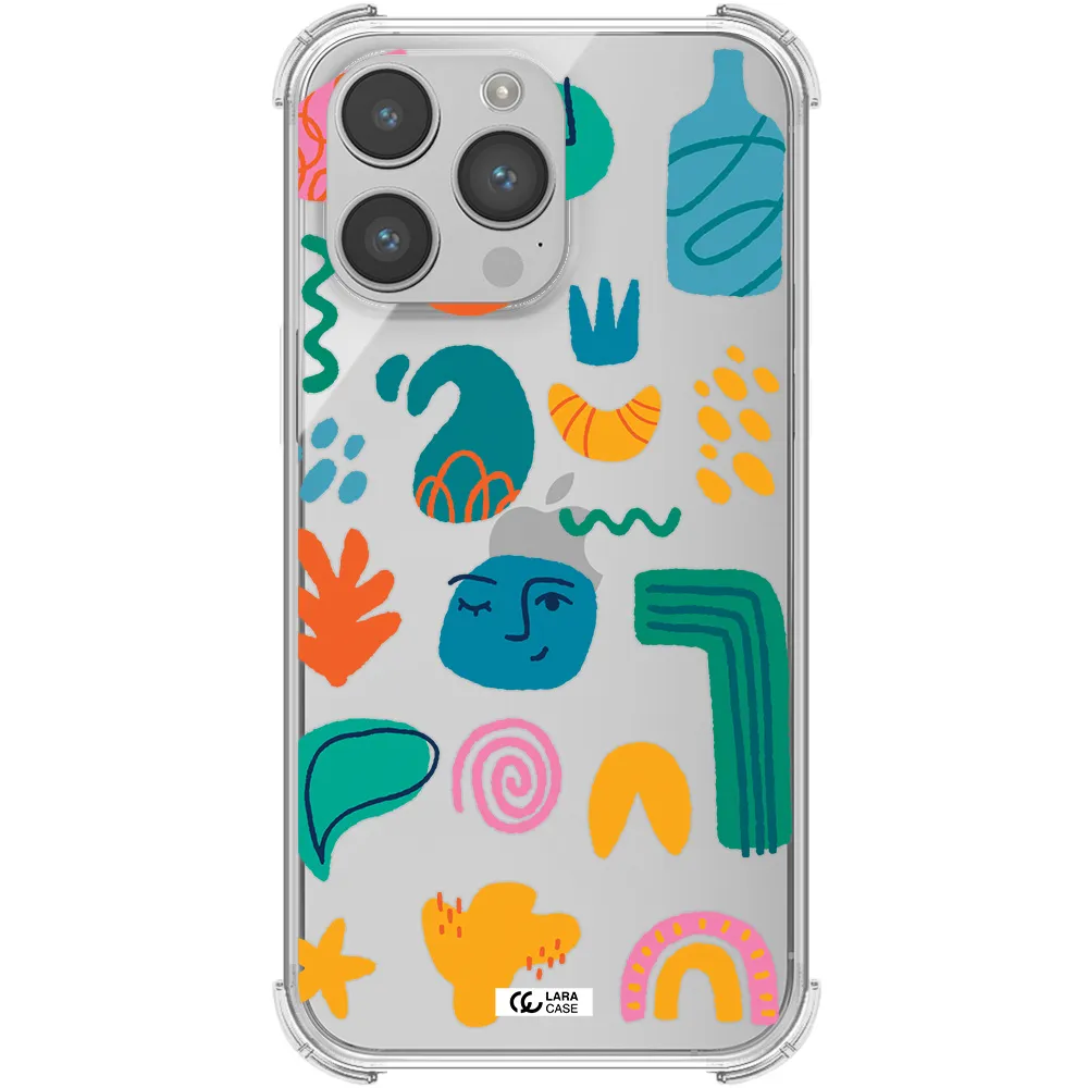 a collection of colorful shapes Apple iPhone 14 pro Clear PC Case