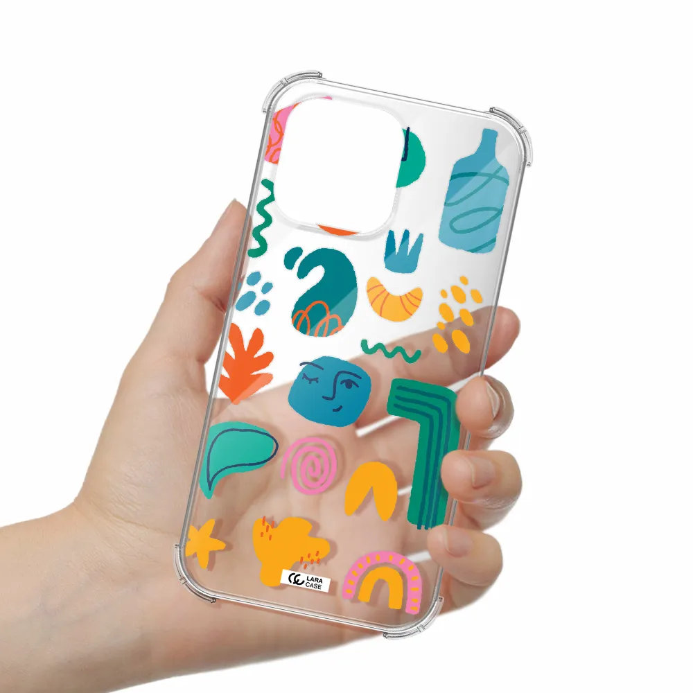 a collection of colorful shapes Apple iPhone 14 pro Clear PC Case