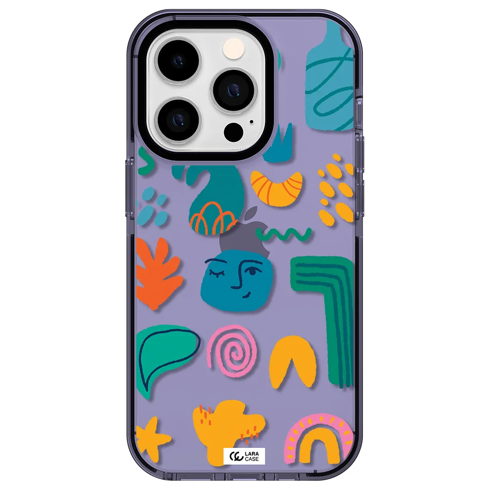 a collection of colorful shapes Apple iPhone 14 pro impact Lilac Case