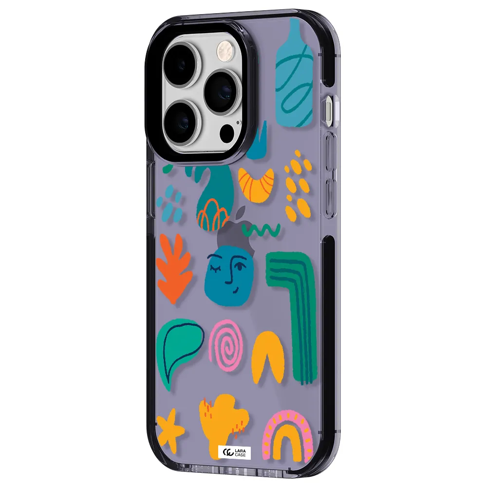 a collection of colorful shapes Apple iPhone 14 pro impact Lilac Case