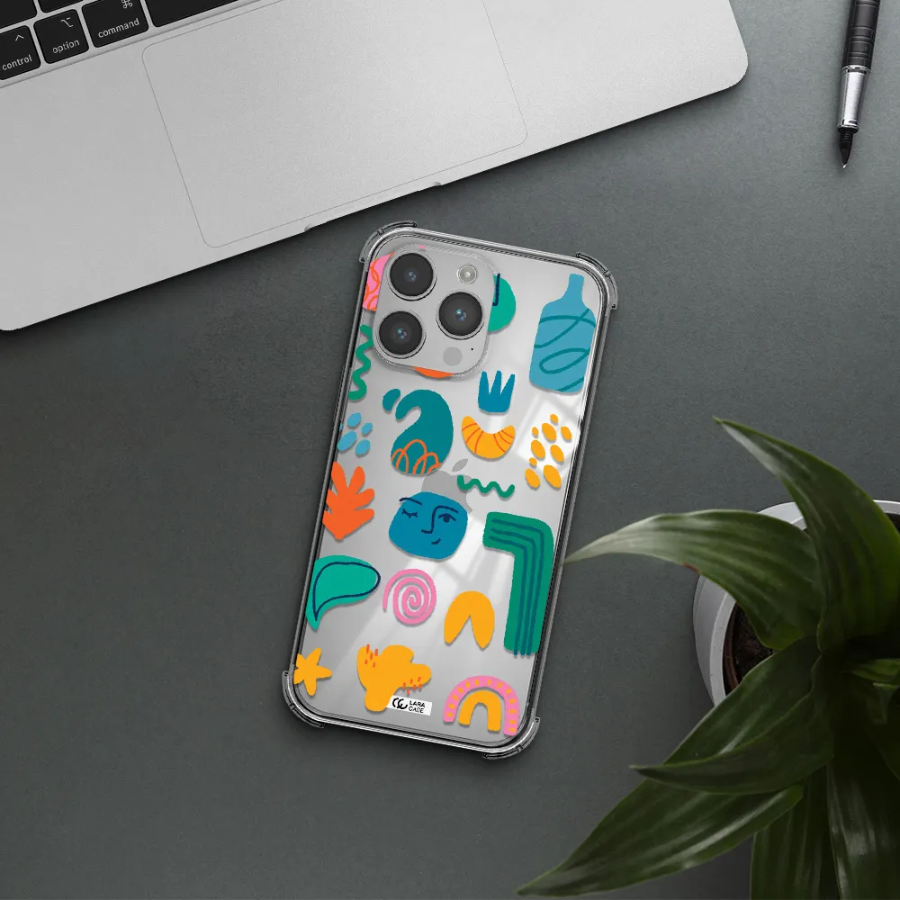 a collection of colorful shapes Apple iPhone 14 pro max Clear PC Case
