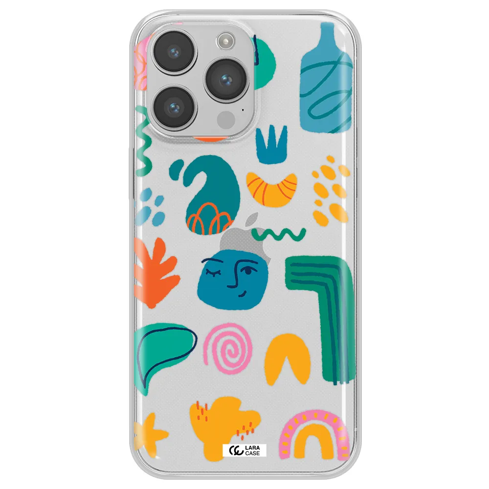 a collection of colorful shapes Apple iPhone 14 pro max Clear TPU Case