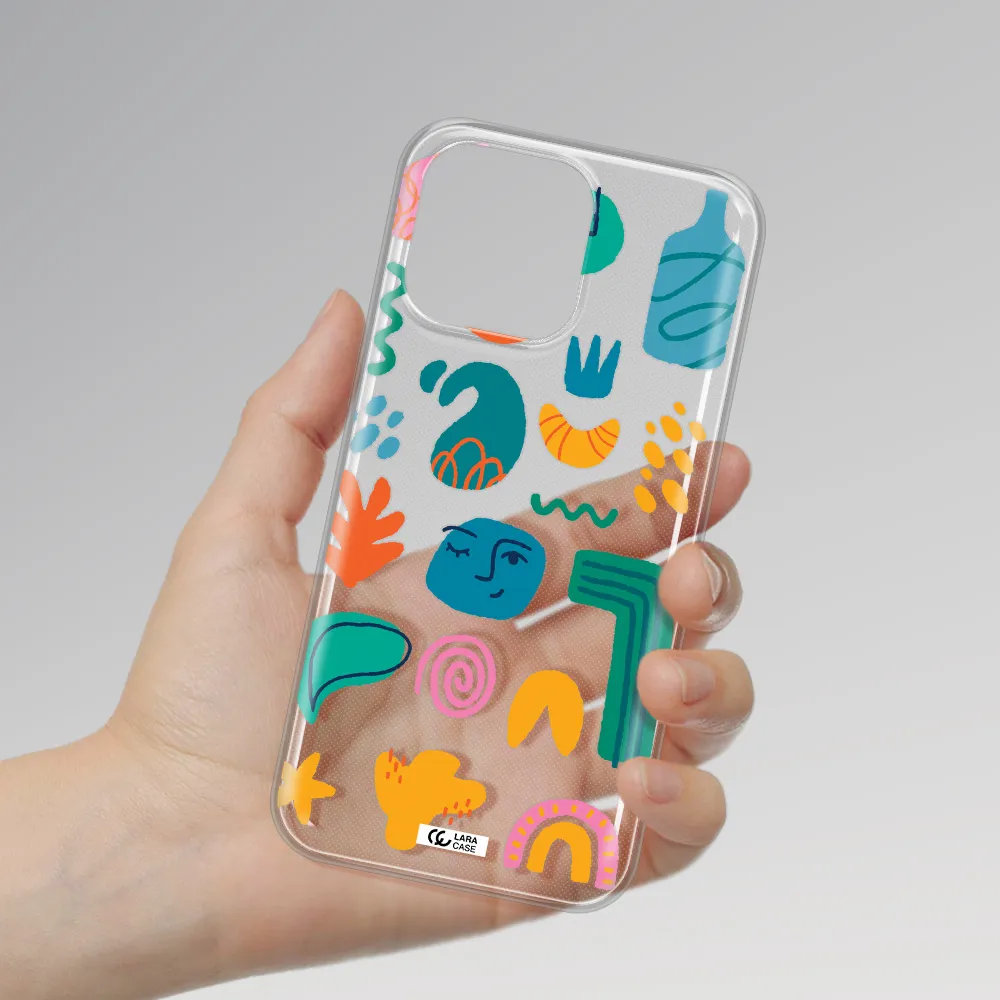 a collection of colorful shapes Apple iPhone 14 pro max Clear TPU Case
