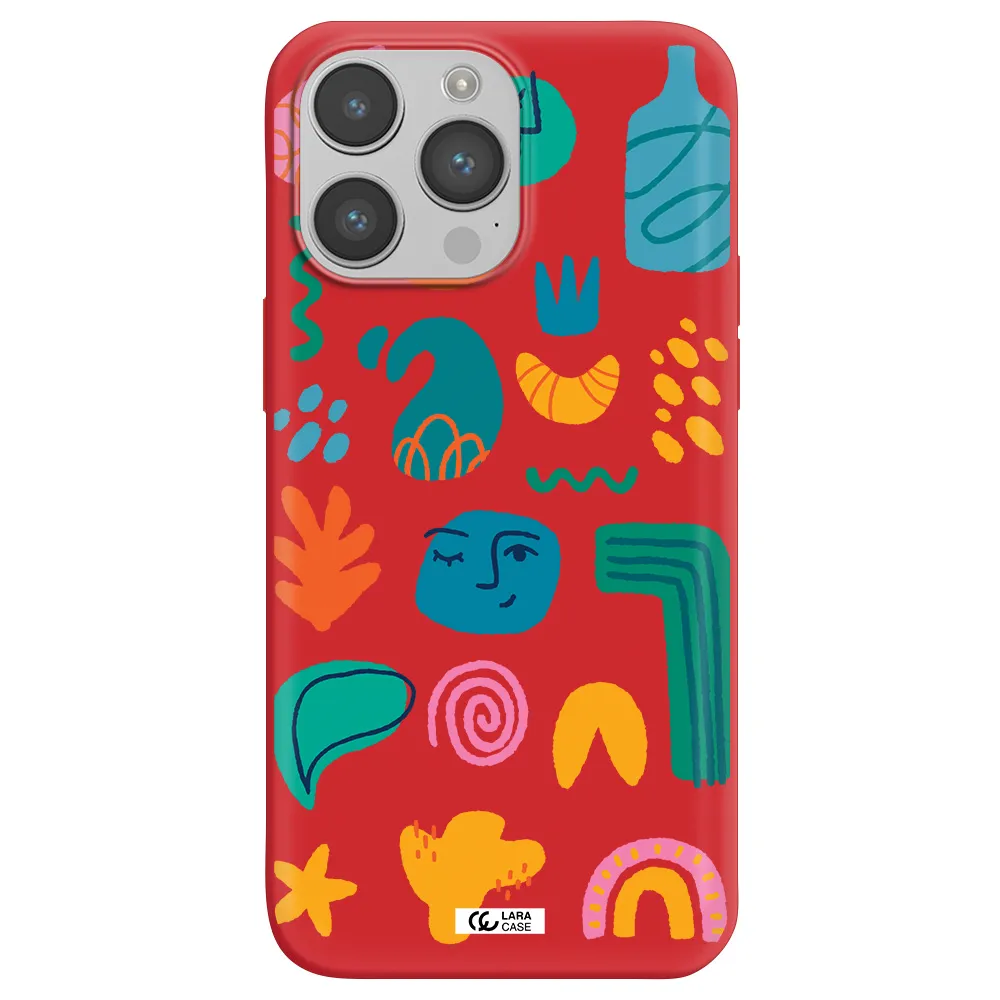 a collection of colorful shapes Apple iPhone 14 pro max Silicone Imperial Red Case