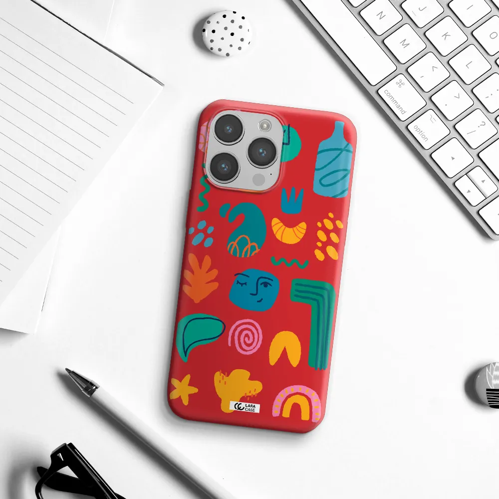 a collection of colorful shapes Apple iPhone 14 pro max Silicone Imperial Red Case