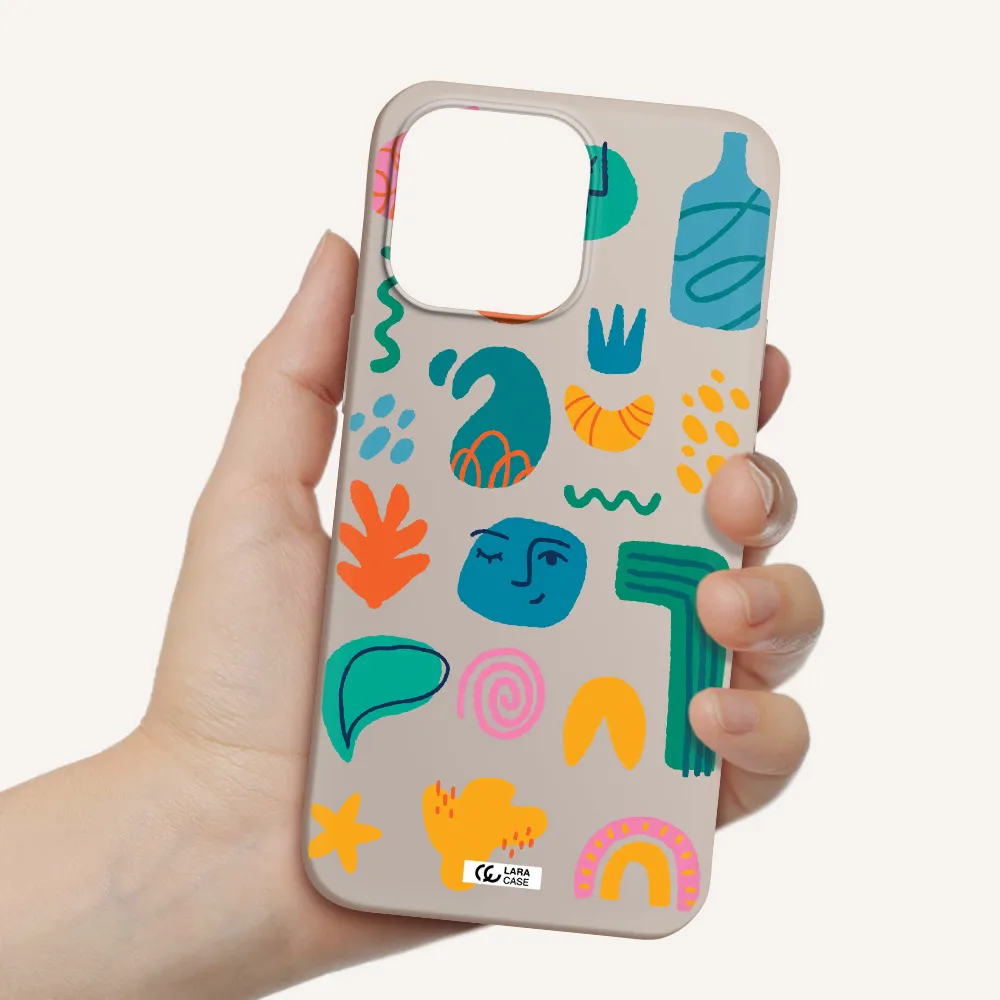 a collection of colorful shapes Apple iPhone 14 pro max Silicone Stone Case