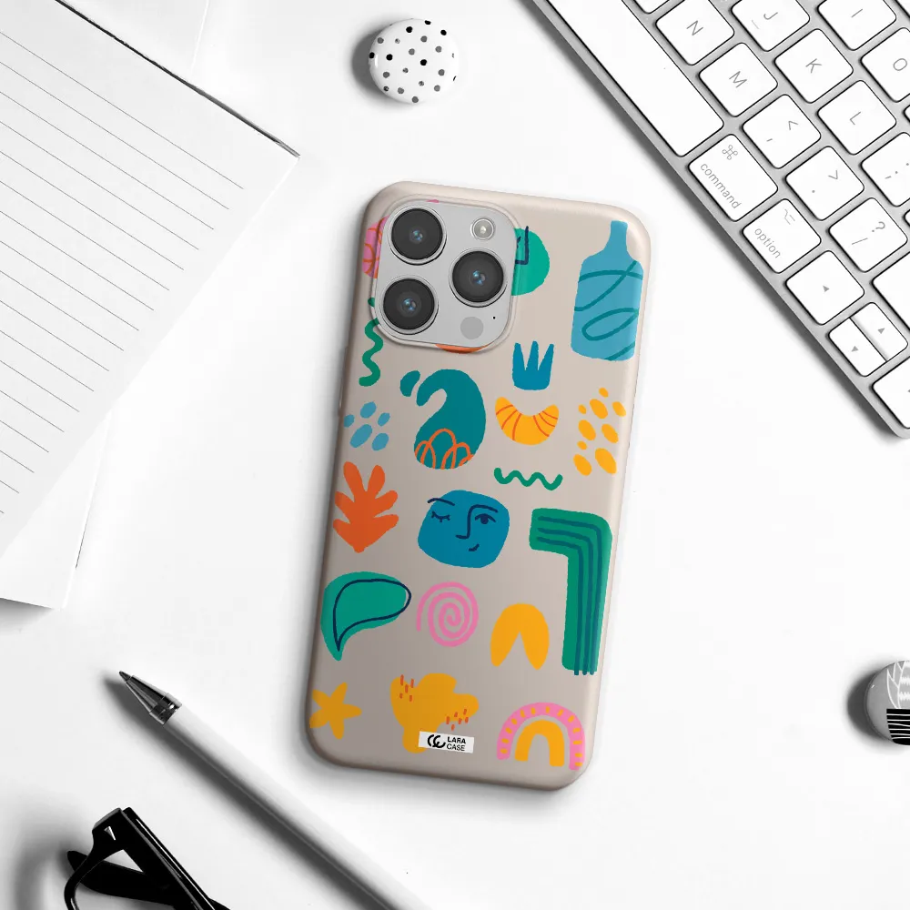 a collection of colorful shapes Apple iPhone 14 pro max Silicone Stone Case