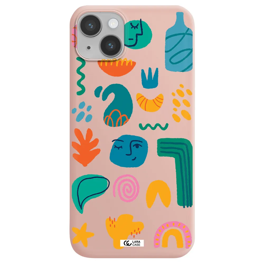 a collection of colorful shapes Apple iPhone 14 Silicone pastel pink Case