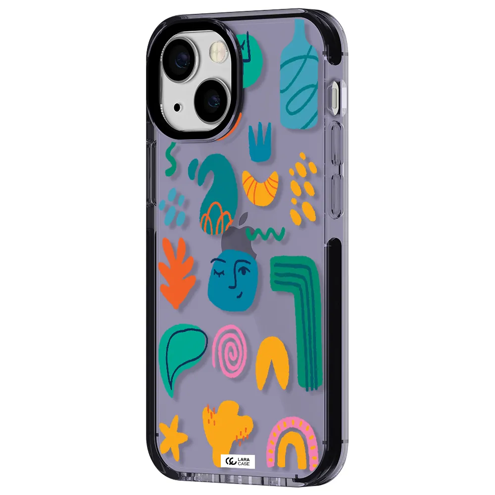 a collection of colorful shapes Apple iPhone 15 impact Lilac Case
