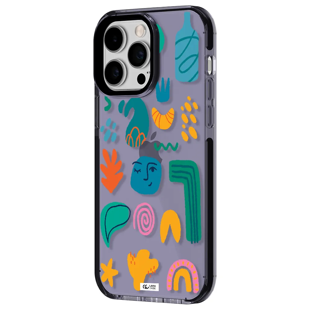 a collection of colorful shapes Apple iPhone 15 Pro impact Lilac Case